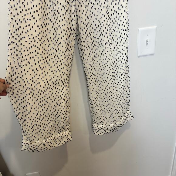 House of Harlow 1960 x Revolve White & Blue Chiffon Wide Leg Ankle Cuff Pant S - Picture 8 of 15